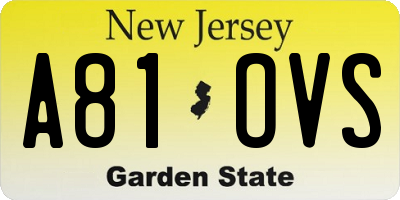 NJ license plate A81OVS