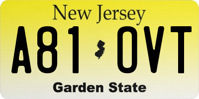 NJ license plate A81OVT