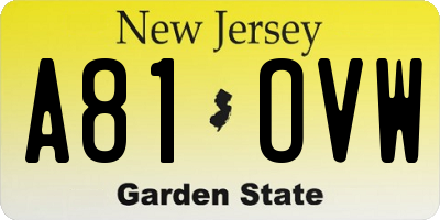 NJ license plate A81OVW