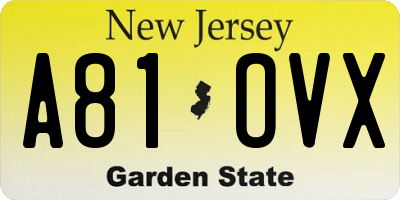 NJ license plate A81OVX