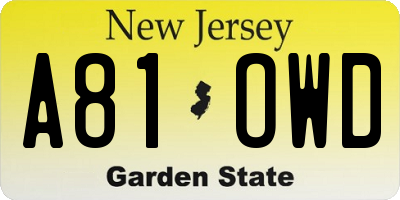 NJ license plate A81OWD