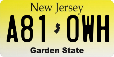 NJ license plate A81OWH