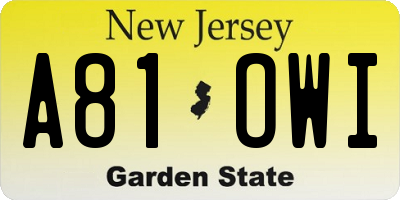 NJ license plate A81OWI