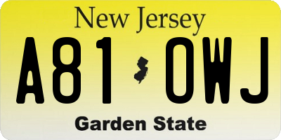 NJ license plate A81OWJ