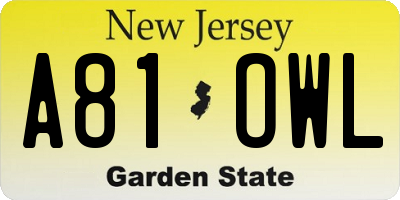 NJ license plate A81OWL