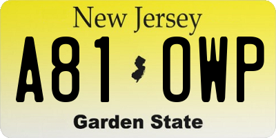 NJ license plate A81OWP