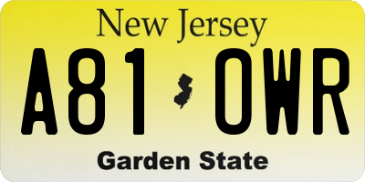 NJ license plate A81OWR