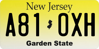 NJ license plate A81OXH