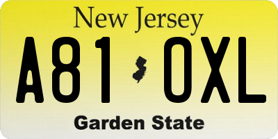 NJ license plate A81OXL
