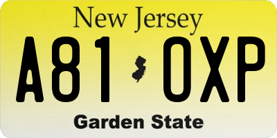 NJ license plate A81OXP