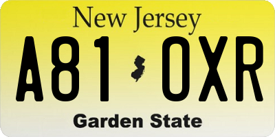 NJ license plate A81OXR