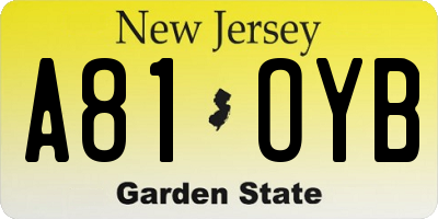 NJ license plate A81OYB