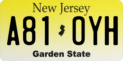 NJ license plate A81OYH