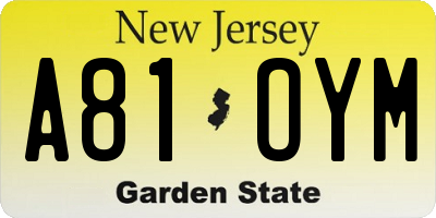 NJ license plate A81OYM