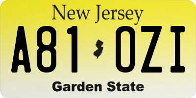 NJ license plate A81OZI