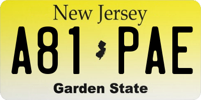 NJ license plate A81PAE