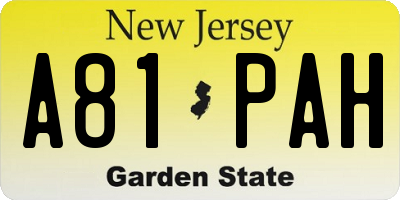 NJ license plate A81PAH