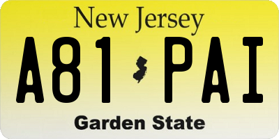 NJ license plate A81PAI