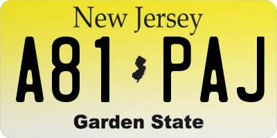 NJ license plate A81PAJ