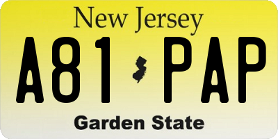 NJ license plate A81PAP