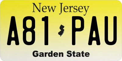NJ license plate A81PAU