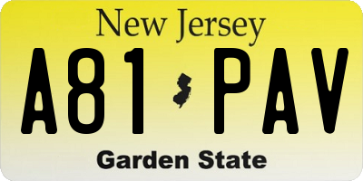 NJ license plate A81PAV