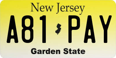 NJ license plate A81PAY