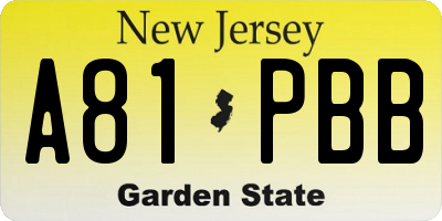 NJ license plate A81PBB