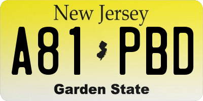 NJ license plate A81PBD