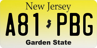NJ license plate A81PBG