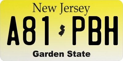 NJ license plate A81PBH