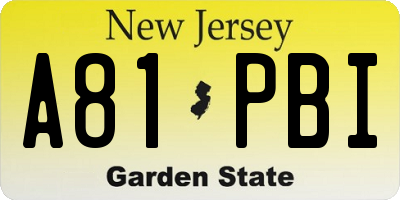 NJ license plate A81PBI