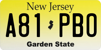 NJ license plate A81PBO