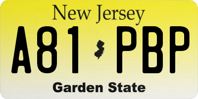NJ license plate A81PBP