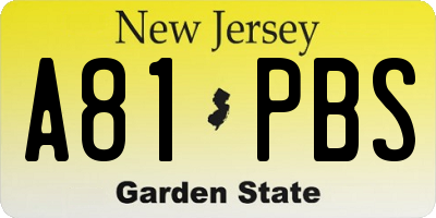 NJ license plate A81PBS