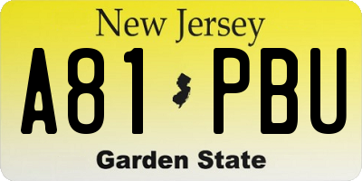 NJ license plate A81PBU
