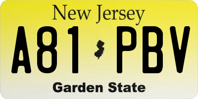 NJ license plate A81PBV