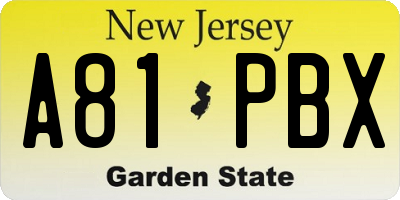 NJ license plate A81PBX