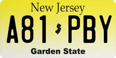 NJ license plate A81PBY