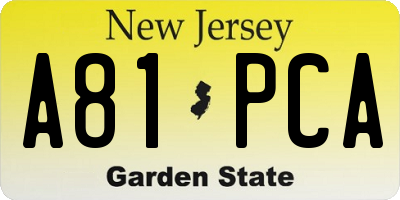 NJ license plate A81PCA