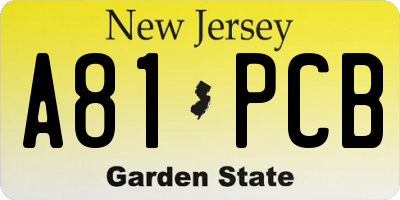 NJ license plate A81PCB
