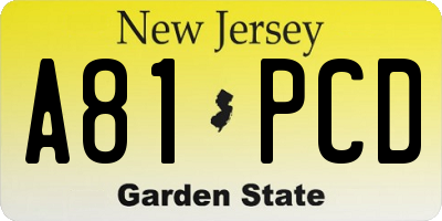 NJ license plate A81PCD