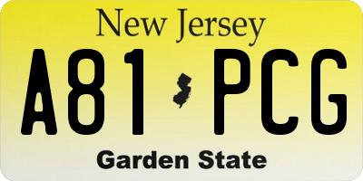 NJ license plate A81PCG