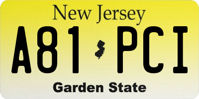 NJ license plate A81PCI