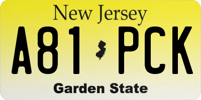 NJ license plate A81PCK