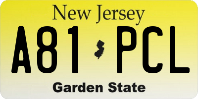 NJ license plate A81PCL