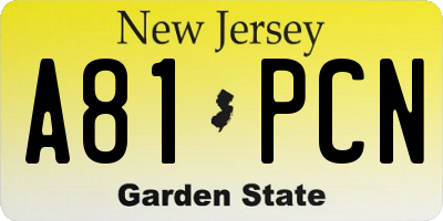 NJ license plate A81PCN