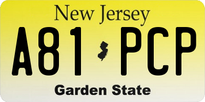 NJ license plate A81PCP