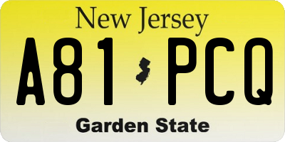 NJ license plate A81PCQ