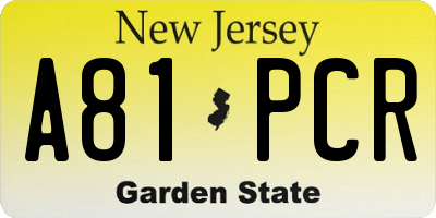 NJ license plate A81PCR